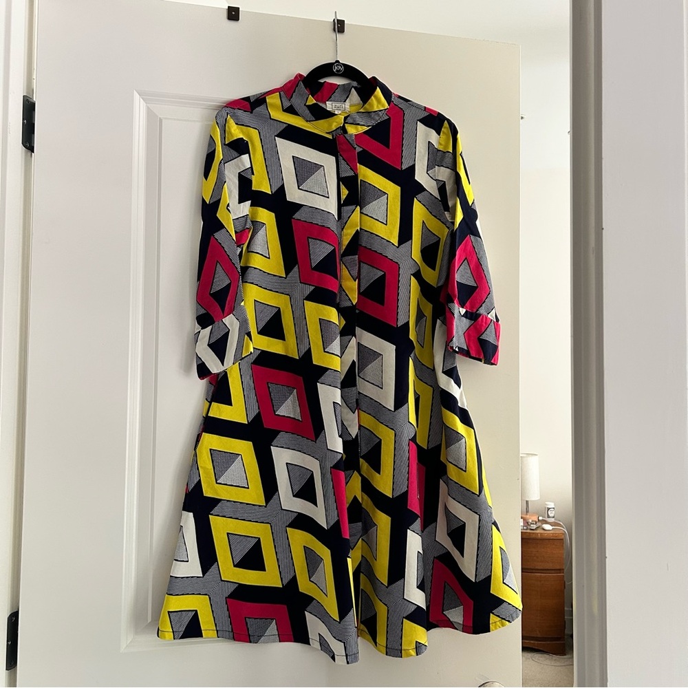 Zuri Dress. Dramatic geometric Size S=US 8-10 100% cotton w/ real …